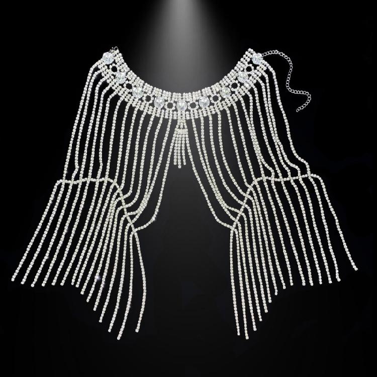 Handcrafted Crystal Tassels Shoulder Necklace Punk Style Body Chain Jewelry Shoulder Chain Charm For Festival Outfits