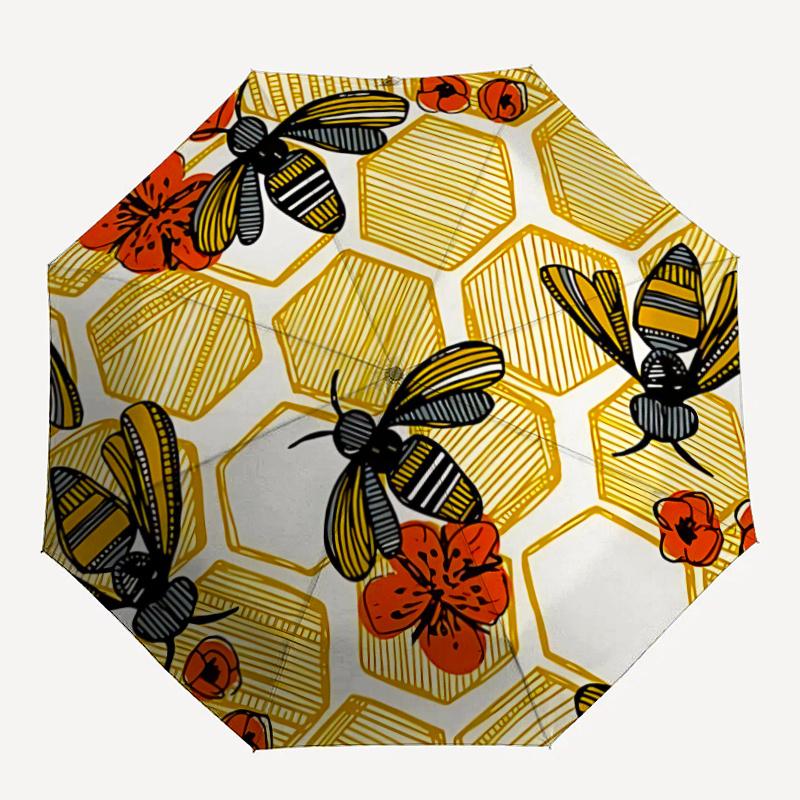 

1pc Bee HoneycombAutomatic Open/close Umbrella, 8-Rib sturdy structure, Portable Travel Umbrella, Parties, Everyday Usec88