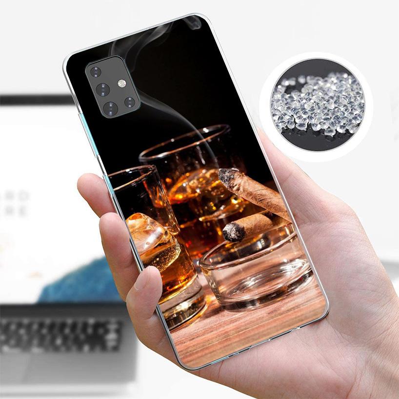 Cigar Whiskey Ice Drink Phone Case For Samsung Galaxy A52 A32 A22 A12 A02S A50S A30S A51 A31 AA71 Note 20 Ultra 10 S10 Plus Gala