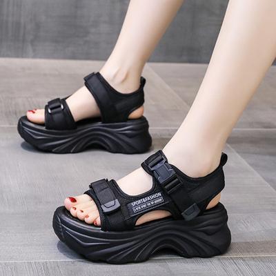 Fashion Rimocy Women's Black Chunky Sandals Summer 2024 Fashion Platform Walking Shoes Woman Thick Bottom Non Slip Beach Sandalias Mujer