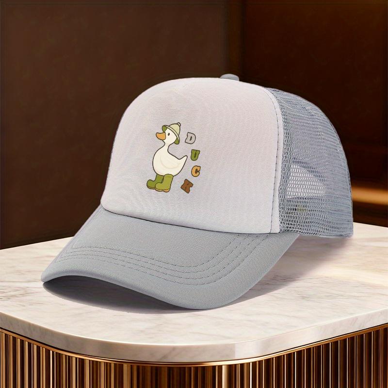 Cute Duck Boots Graphic Trucker Hat Unisex Polyester Mesh Baseball Cap Casual Adjustable