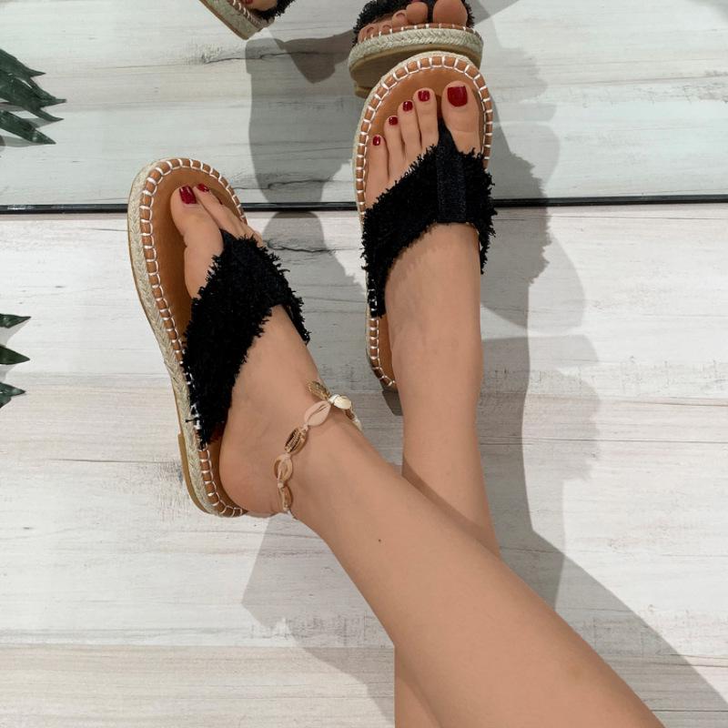 Women's 2024 Summer Bohemian Espadrille Cross Strap Flat Sandals