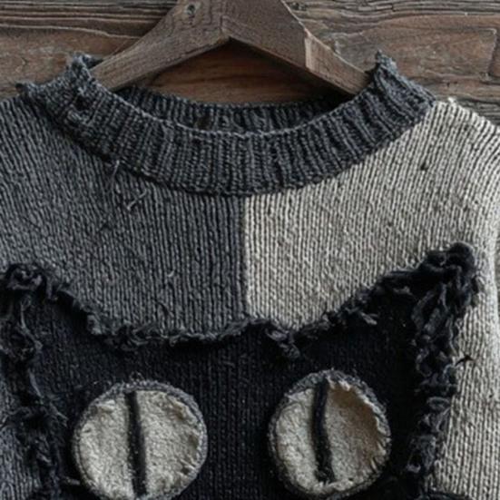 3D Halloween Gruseliges Gesicht Für Frauen Patchwork Print Strickpullover