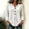 Blouse Haut Top Velours Élégant à Boutons sur le Devant et Manches Longues pour Femme