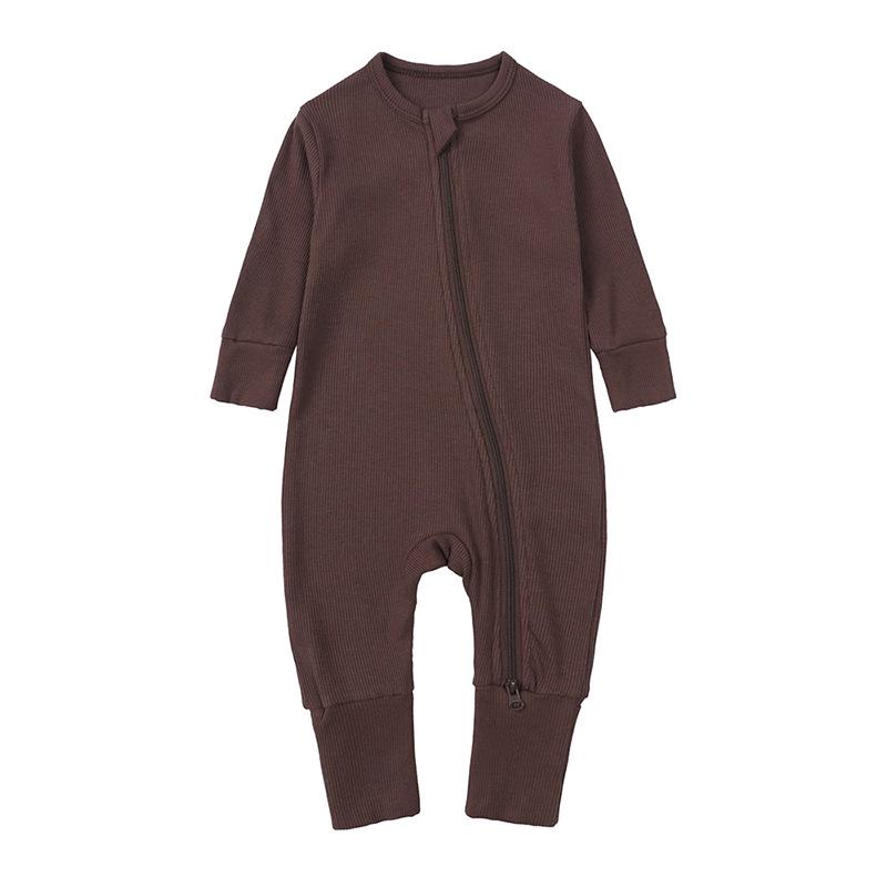 Newborn Autumn Wear Bodysuit: Long Sleeve, Mittens & Foot Cover, 0-24 Months, Solid Ribbed.