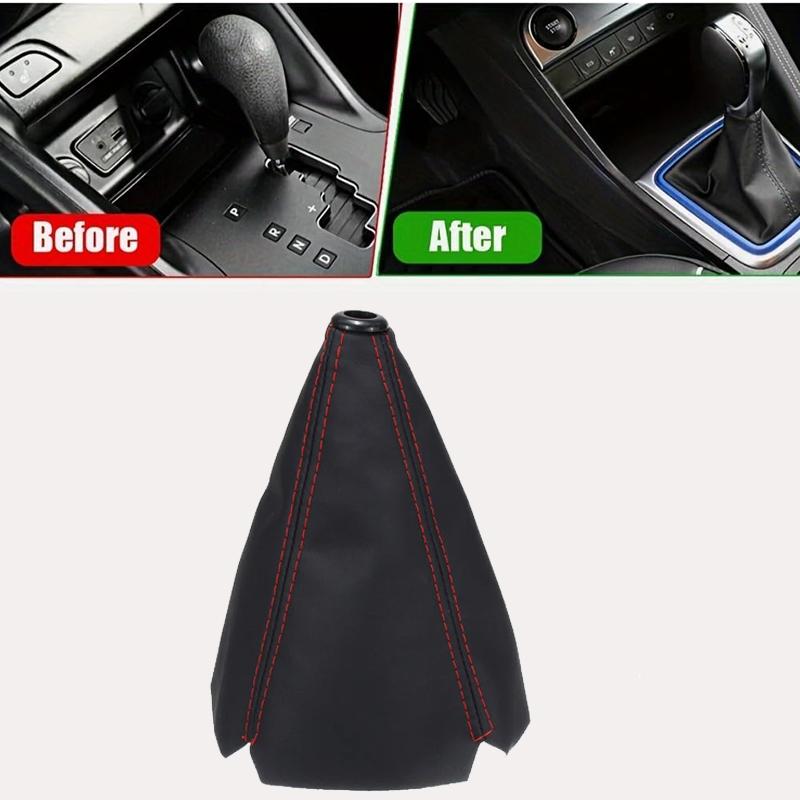 HOT 16mmUniversal Car Gear Shift Collars Carbon Fiber Auto Car Stick Shifter Knob Gear Shift Boot Cover Gaiter PU Leather