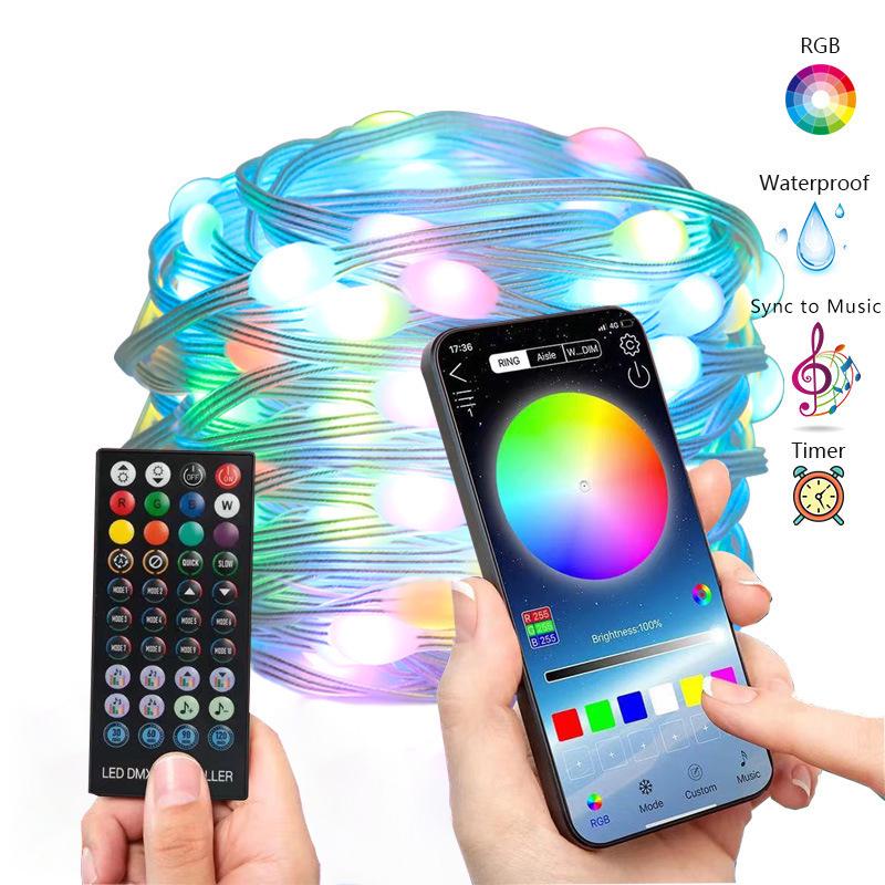 2022 USB Bluetooth Waterproof Leather String Lights for Outdoor Christmas Decor and Camping