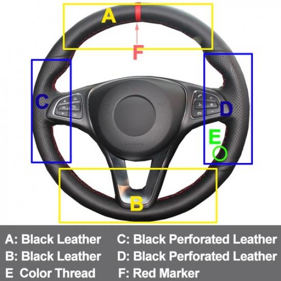 Hand Sewing Car Steering Wheel Cover For Mercedes-Benz C180 C200 C260 C300 B200