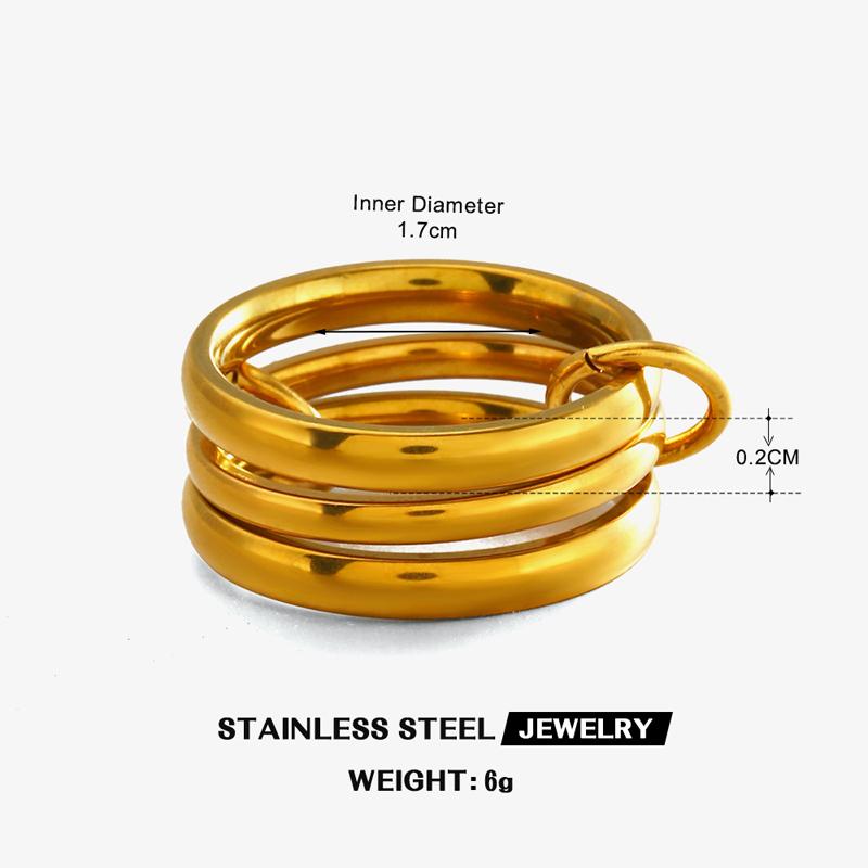 Hip Hop Multi-Layer Plain Circle Stainless Steel Ring for Women Fashion Stackable Index Finger Rings Personality Party Jewelry