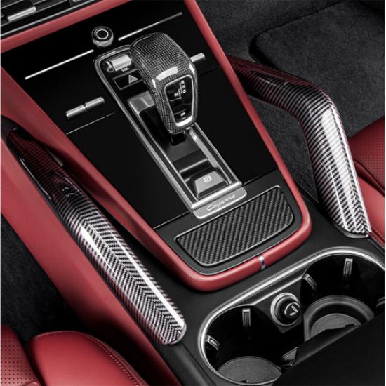 Pair ABS Carbon Fiber Central Door Handle Cover Trim For Porsche Cayenne 2018-24