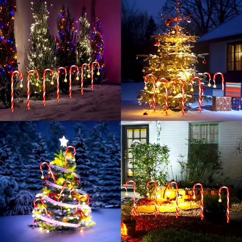 Solar-Powered Candy Cane Lights 1To5 8 Lighting Modes Outdoor Christmas Decoration for Lawn Yard Garden Xmas Tree Lights