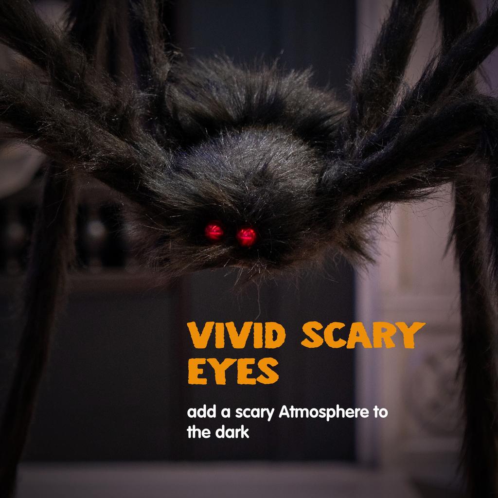 Joyfy 1,5 m Pająk Gigant z Oświetleniem Dekoracje na Halloween Straszny Pająk Halloween Dekoracje na Imprezę Plenerową Rekwizyty Halloweenowy Ogród