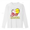 Casual Baseball Softball Ball Grandma Leopard Heart Print T Shirt Vintage Washed Stretched Streetwear Soft Unisex Versatile