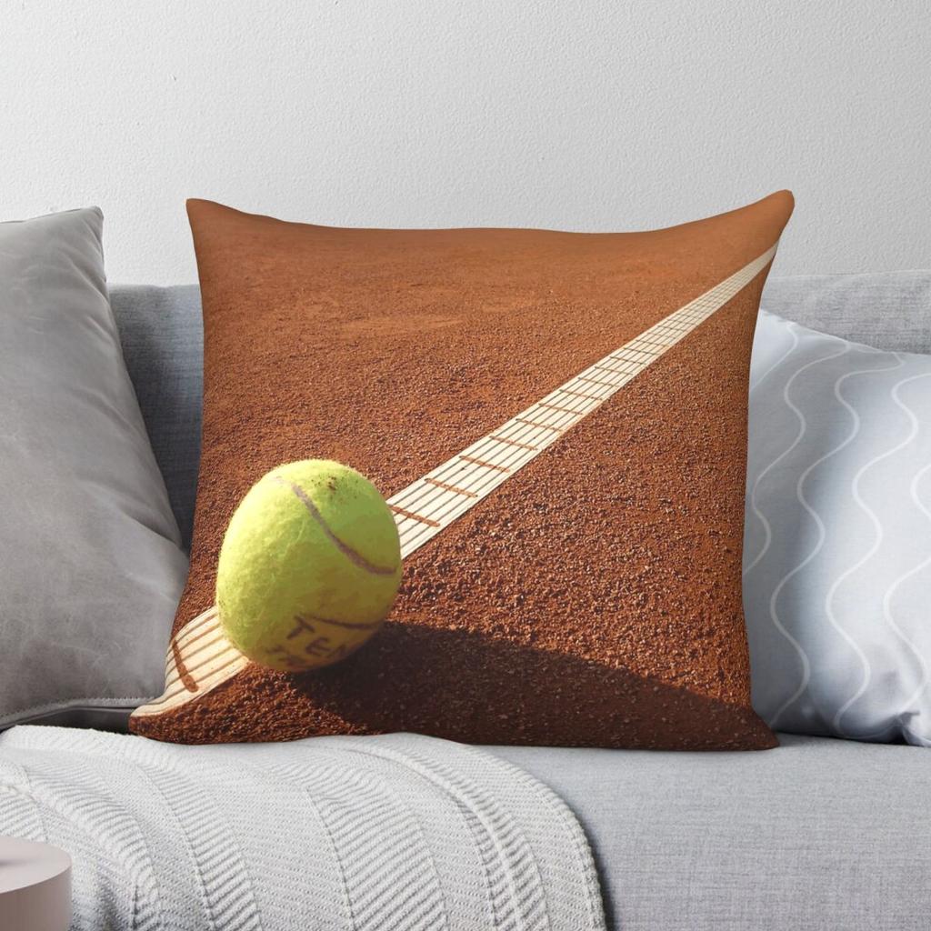 Tennis Ball Square Pillowcase Polyester Linen Velvet Pattern Zip Decorative Pillow Case Home