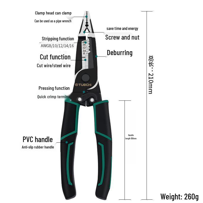 Multifunctional Electrician s Wire Stripper and Crimper Pliers