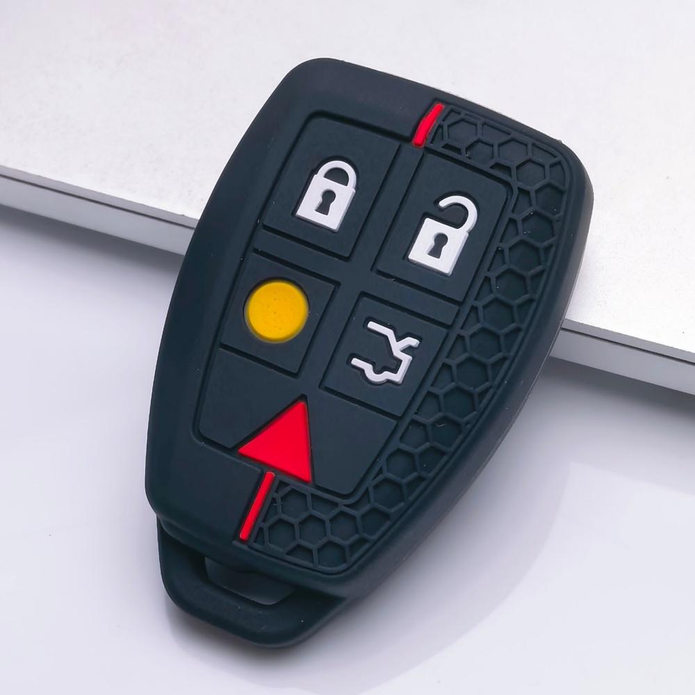 Silicone Key Fob Cover Compatible with Volvo XC90 XC70 XC60 S80 S60 V70 V50 C30 This Soft Protective Key Case Fits 5 Button Smart Remote Keys It