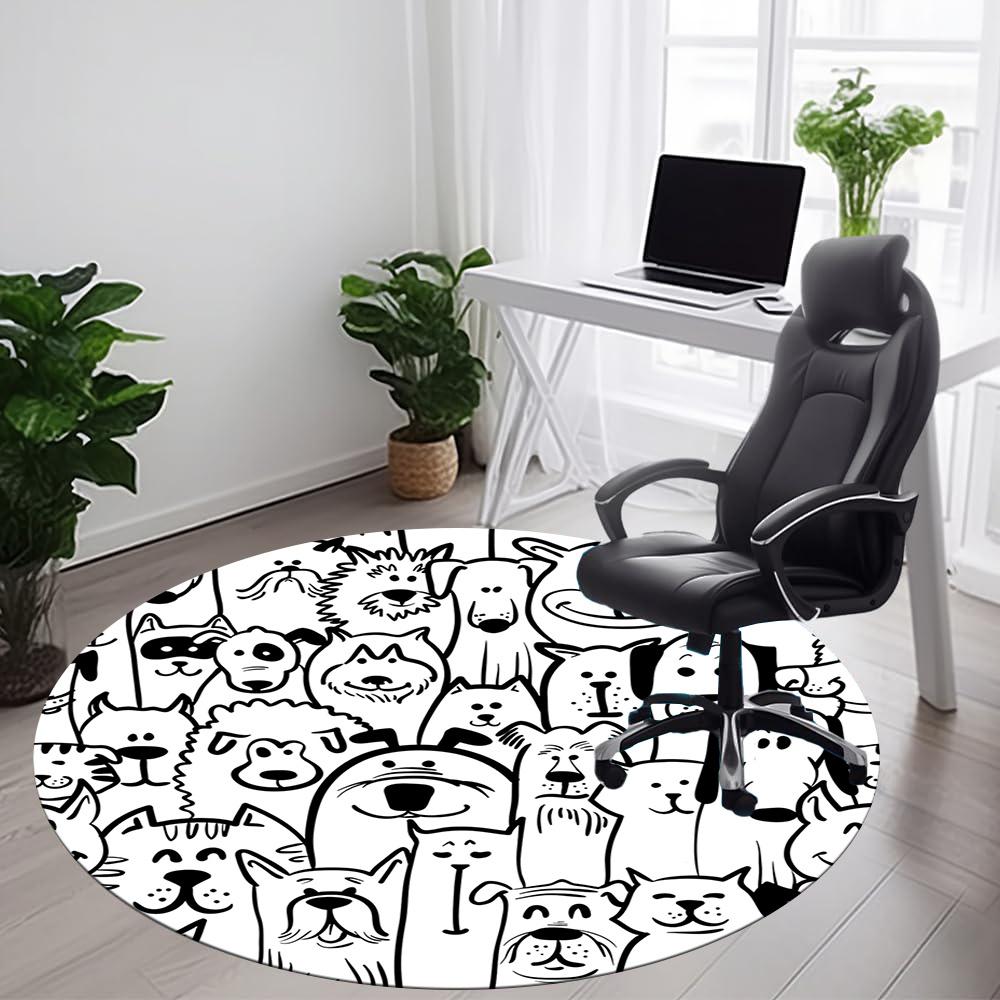 1pc Puppy Cat Office Round Area Rug, Indoor Mat Suitable ForOffice, Under Office Chairs Bedroom Living Room Home Decor, Room Decot056