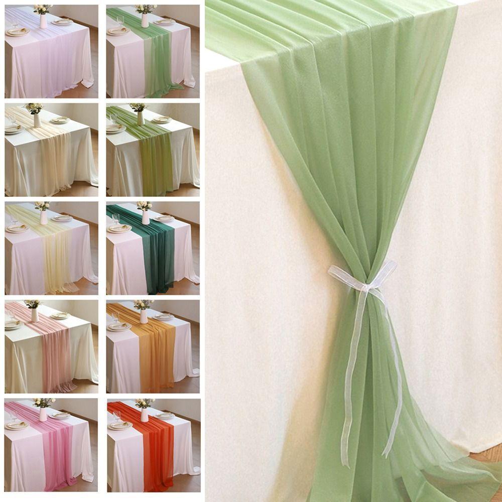 Reusable Chiffon Table Runner Solid Color Wedding Table Runner Dinning Table
