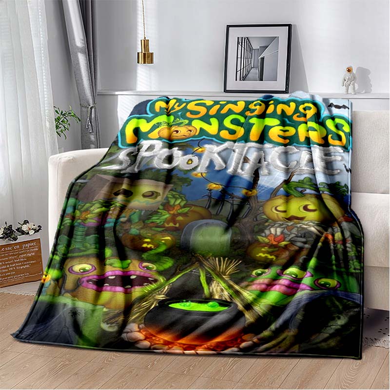 Benim şarkı söyleyen canavarlar video oyunu karikatür yumuşak peluş battaniye, pazen battaniye oturma odası yatak odası yatak kanepe piknik için battaniye atmak
