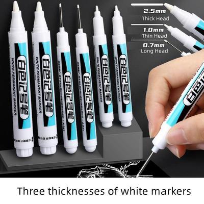 1 st Vit akryl Marker Paint Penna för Ull Canva Tire Glas Rock Metal Permanent Vattentät 0,7 mm 1,0 mm 2,5 mm Write Maker Penna