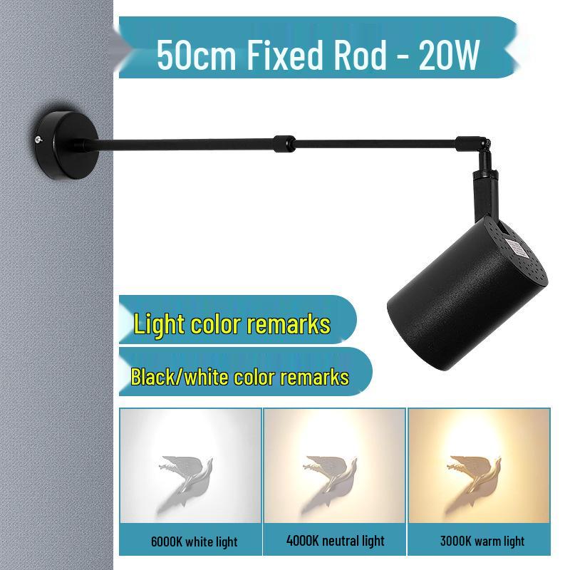 Adjustable Wall-Mounted LED Spotlight with Telescopic Arm for Exhibitions and Paintings