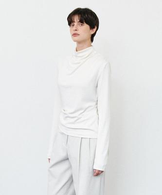 NOTIA Cowl Neck Shirring T-Shirt - Cream