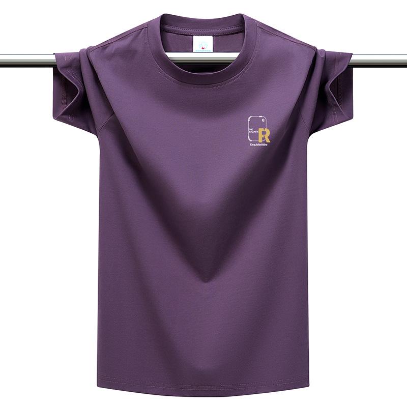 Plus Size Men's T-shirt 220g Heavyweight Cotton Solid Color Loose Fit Casual Summer Tee Top