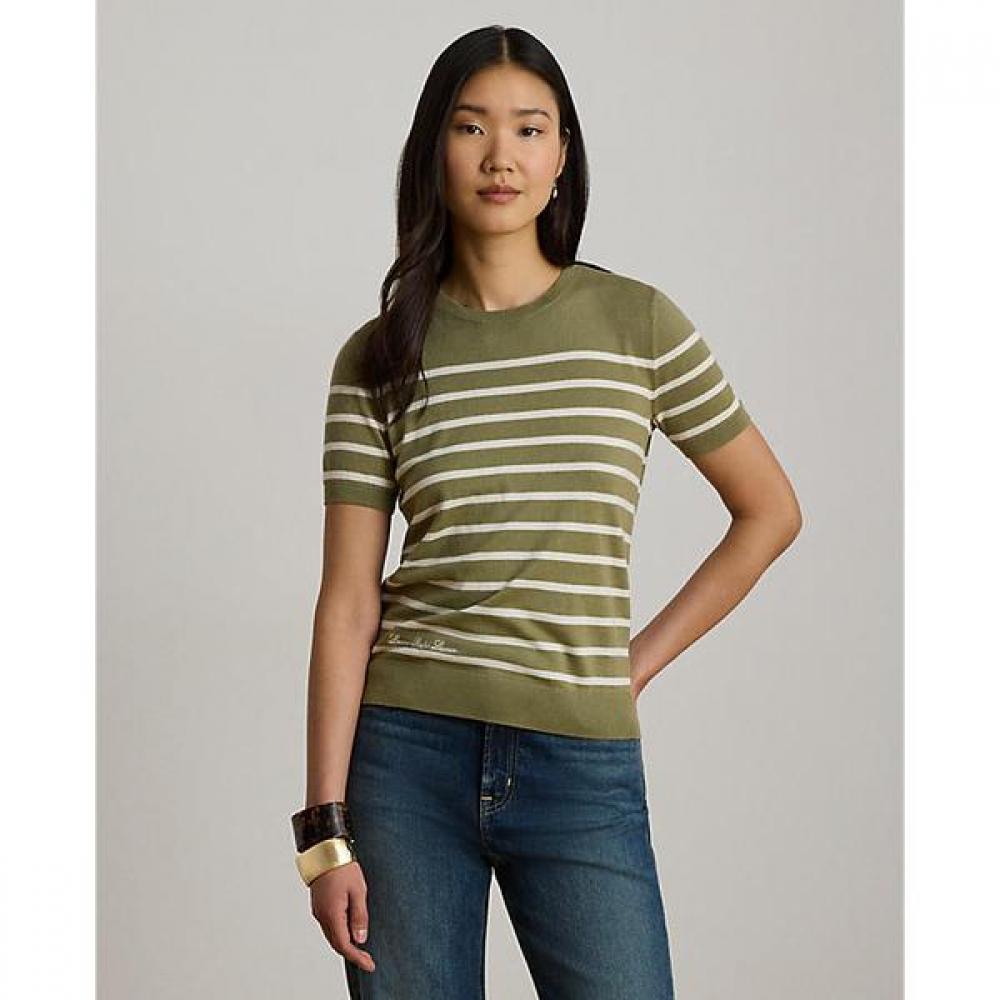 Lauren Ralph Lauren Short Sleeve Stripe Sweater  Wmlrswesn820205101 XS