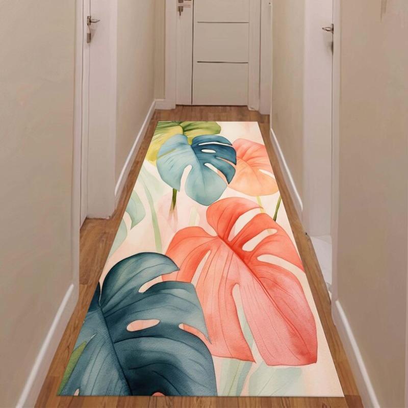 Abstract Floral Runner Rug Modern Art Inspired Non-Slip Hallway Floormat Boho Style Daily Home Decoration Carpet for Living Room