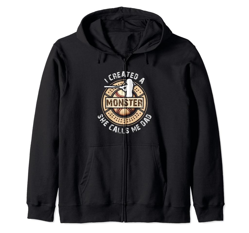 I Created a Monster Sports Batter Athlete Baseball Zip Hoodie
