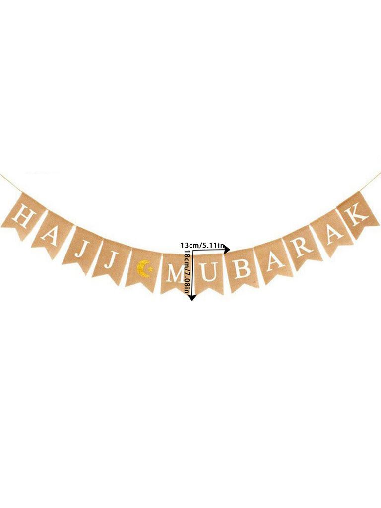 Ramadan Mubarak Jute Banner Mond Stern Deko Islamisches Muslimisches Festival Partyzubehör Hängeornament Flagge Heim Wanddeko Geschenk