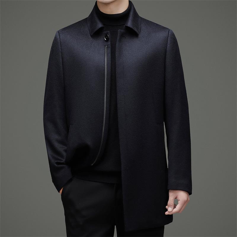 High-end Wool 80% Wool 10% Cashmere 10% Mulberry Silk Autumn and Winter Men's Casual Business Wool Coat