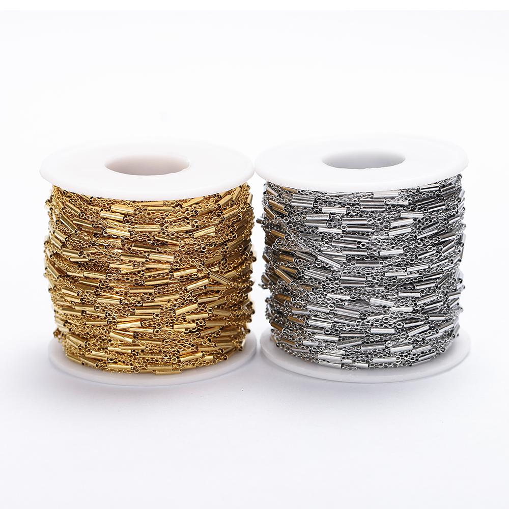 10meters/roll Tube Gold Stainless Steel Chain Necklace Chain Accessories for Bracelets Jewelry Making Components Handmade DIY