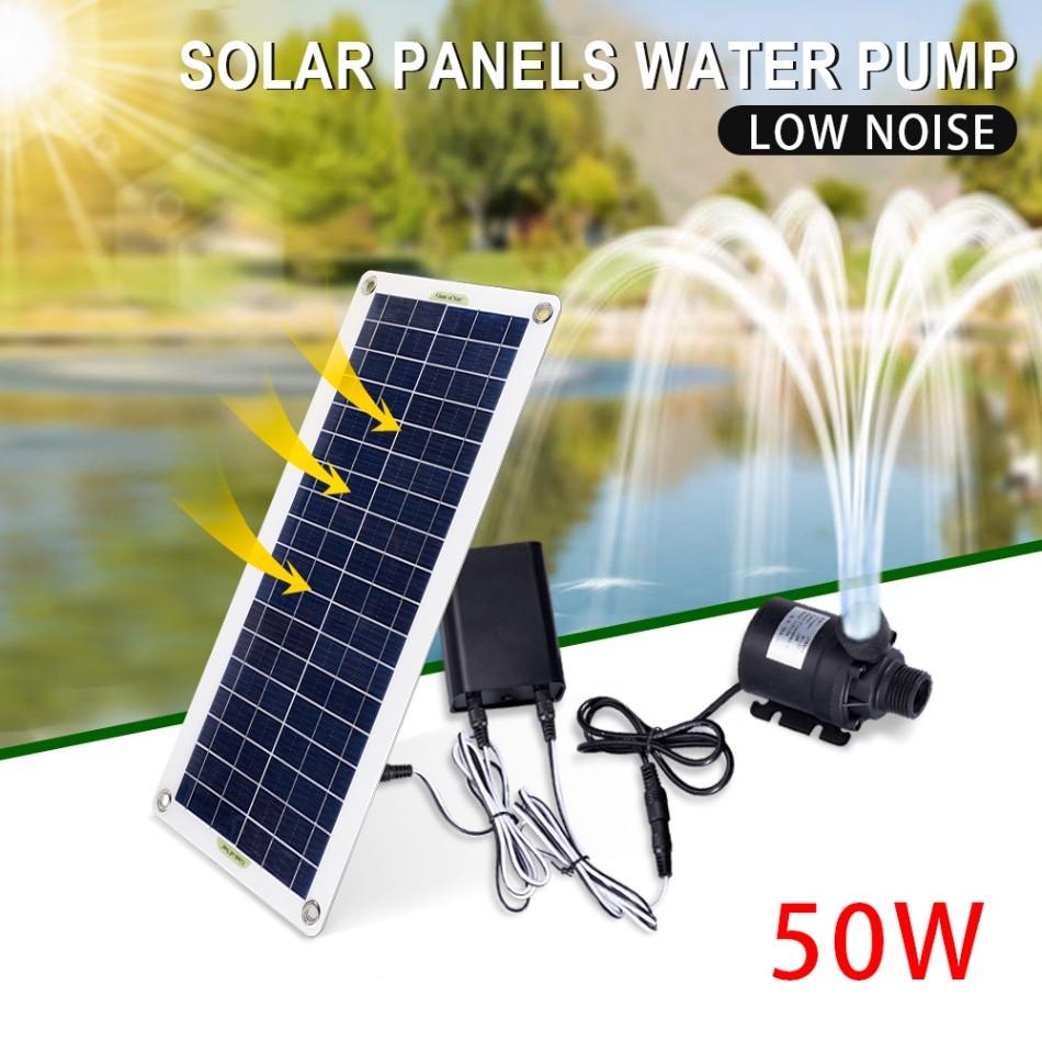 50W 800L/H Bürstenloser Solarenergie Wasserpumpensatz Ultra-leiser Tauchwasserpumpenmotor Fischteich Gartenspringbrunnen Dekoration
