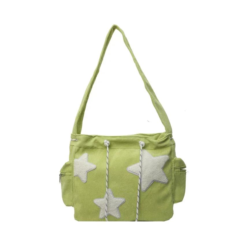 Star Appliques Velvet Personality Shoulder and Crossbody Bags Zipper Super Cool Autumn New Style Bags