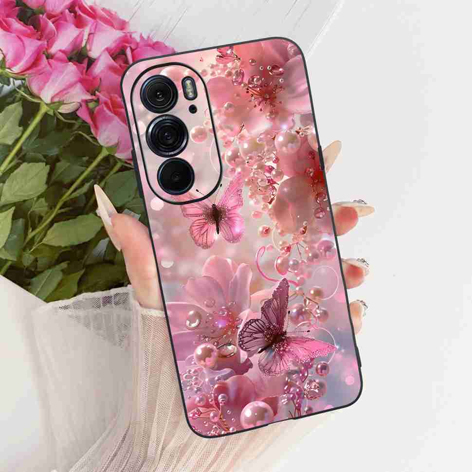 For Motorola Edge X30 5G Case Silicone TPU Black Cover For Motorola Edge X30 x30 XT2201-2 XT2201-6 Colorful Flowers Phone Casing