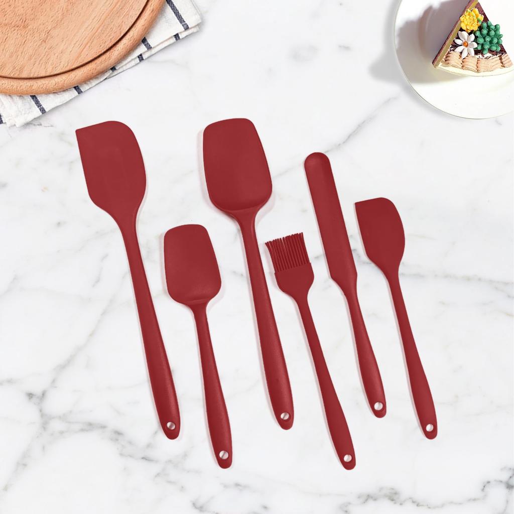 6 Pieces Silicone Spatula Set, Rubber Spatulas Silicone Heat Resistant Spatula Set for Kitchen Use, Food Grade Rubber Spatula with Ergonomic Grip,