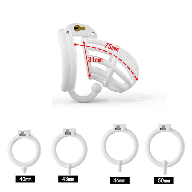 With Hook Male Chastity Cage Penis Device CBT Slave Gay with 4 Size Arc Penis Rings,Men Cuckold Lockdown Cage Restraint