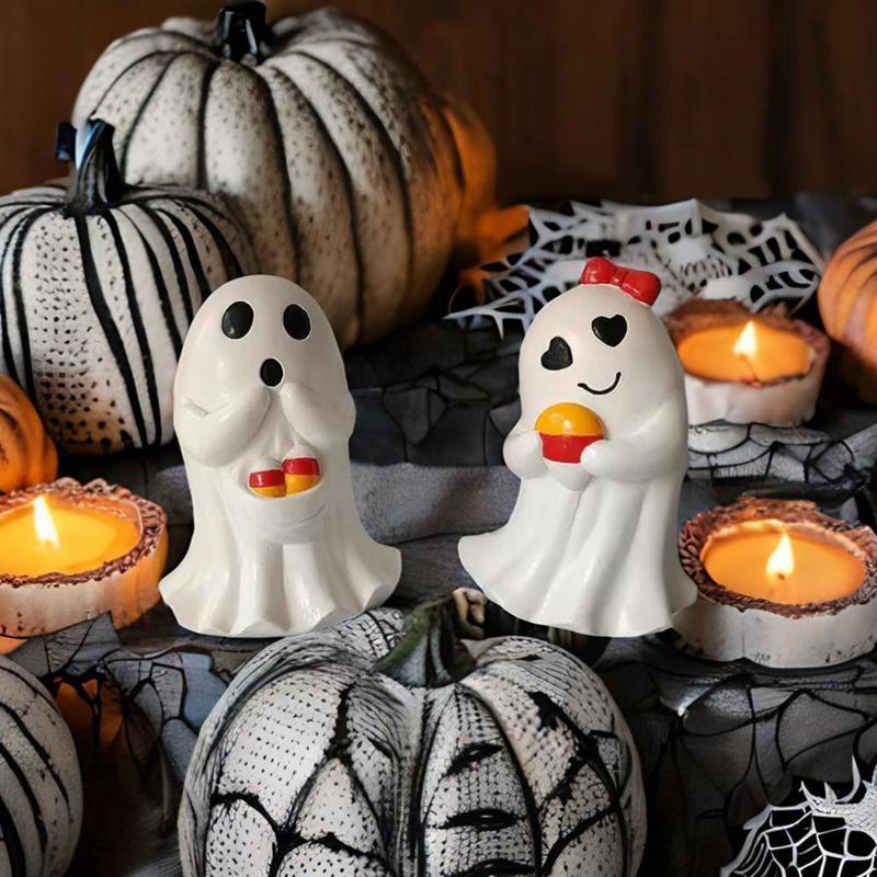 Ghost Statue Ghost Art Sculpture Cute Halloween Figurine Resin Ornament For Desk Bookshelf Mantel Bedroom Haunted House Garden