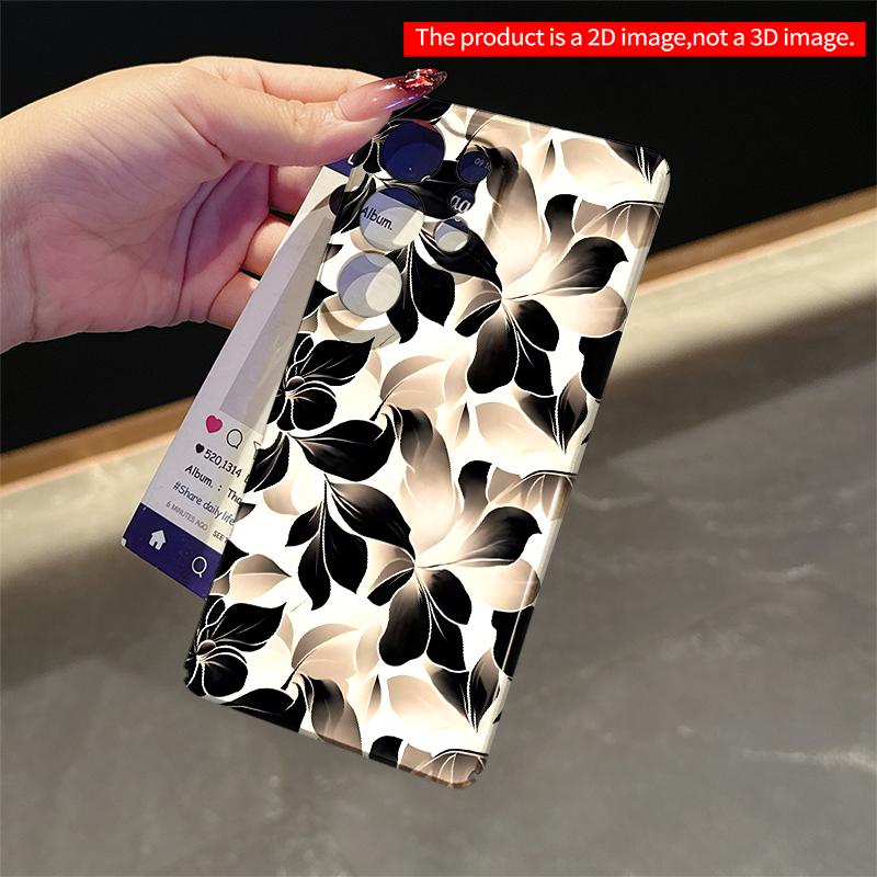 2DFlat Samsung Phone Case Black & Cream Floral Pattern Phone Case Applicable To Galaxy S22 S23 S24 S25ULTRA S26 A12 A13 A14 A15 A16