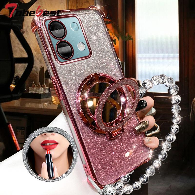Shockproof GLITTER Plating Crystal Bracelet Magsafe Phone Holder Case For Xiaomi POCO X6 Pro 5G Cover