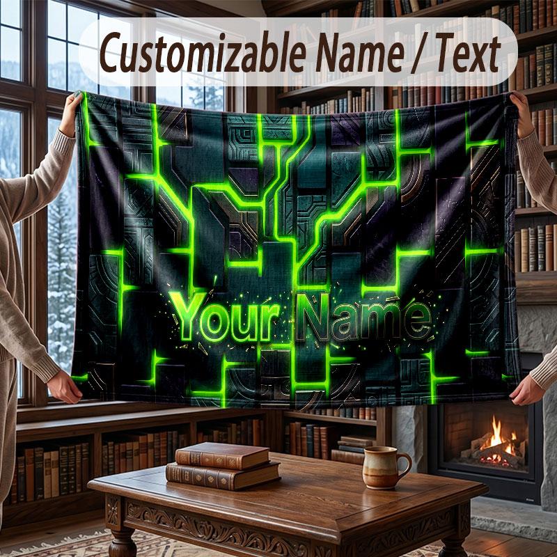 Coperta Decorativa a Tema con Testo Personalizzato Nome Personalizzato Morbida Accogliente per Casa Divano Letto