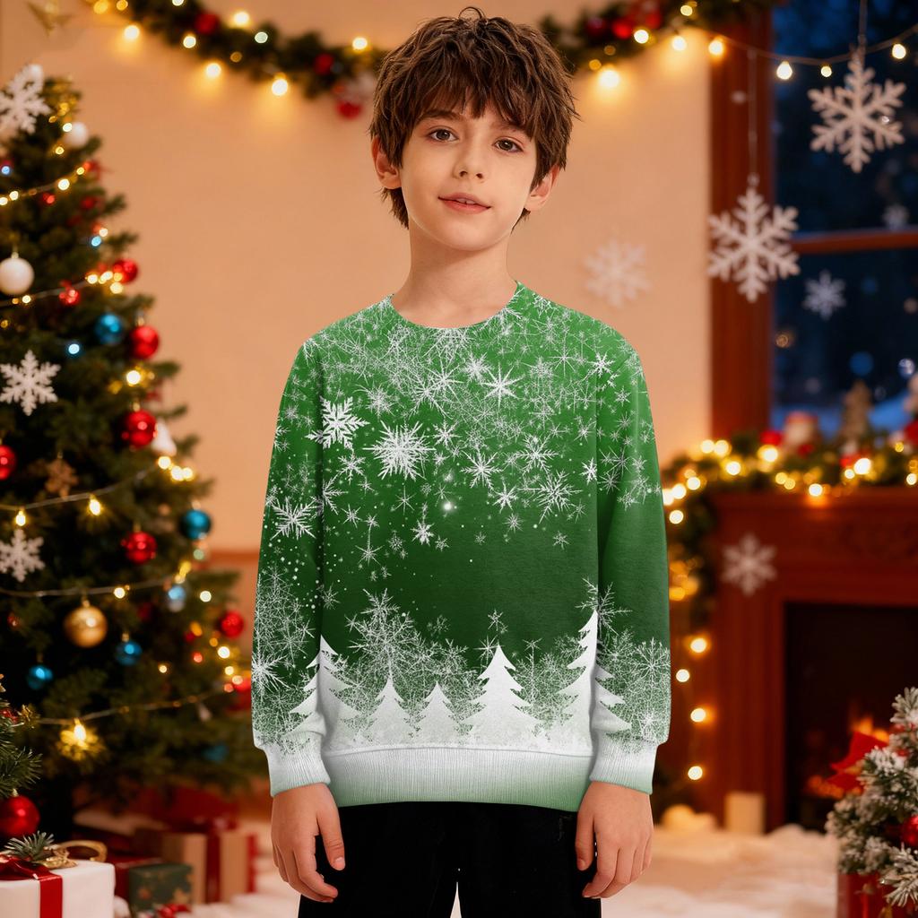Christmas Sweatshirt Boys Girls Ugly Xmas Christmas Shirt Crewnek Toddler Long Sleeve Pullover Outfit Tops