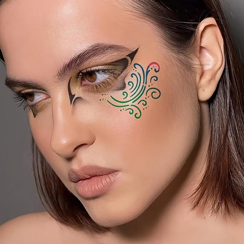 16Pcs Face Painting Tattoo Stencil Diy Hand Drawn Spray Painting Eyebrow Tattoo Template Dance Party Makeup Tools Beauty Sticker