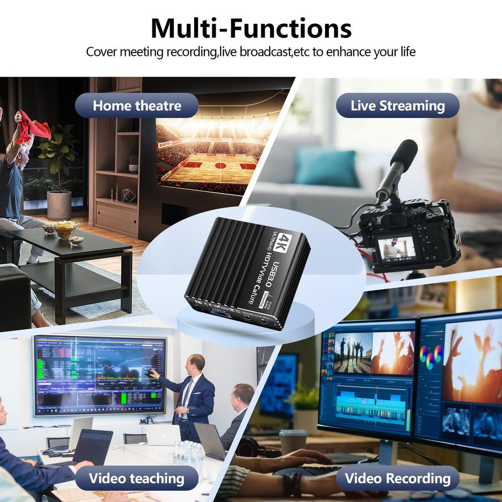 USB 3.0 Video Capture Card HDMI 4K Recording Box Game 1080P Video Recorder 60FPS