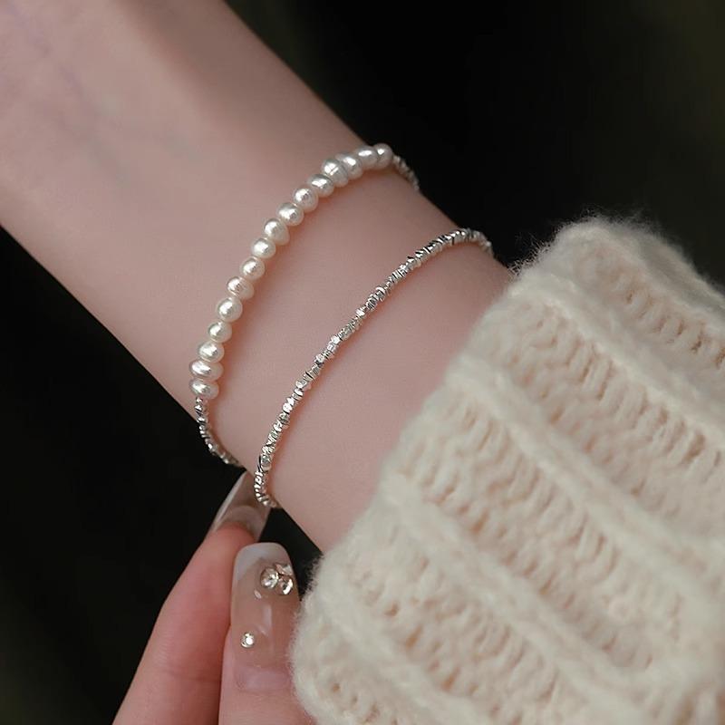 Silver Color Irregular Geometric Small Square Beaded Bracelet for Women Girl Simple Korean Jewelry Birthday Gift Dropshipping
