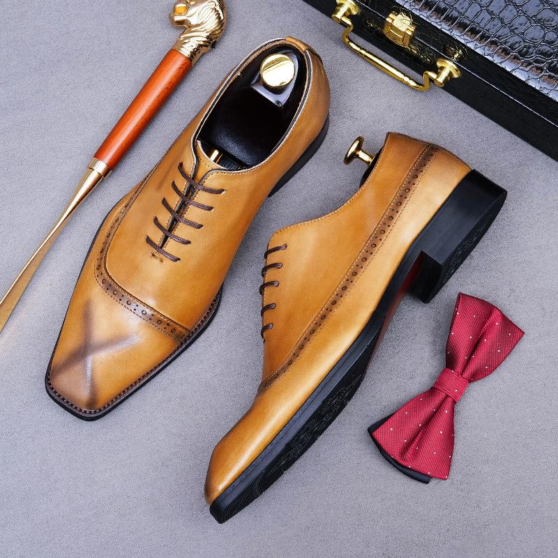 Fashion New Men's Handmade Genuine Leather Shoes Men's Shoes Italian Formal Shoes Oxford Laser Carved Business Party Shoes 37-46