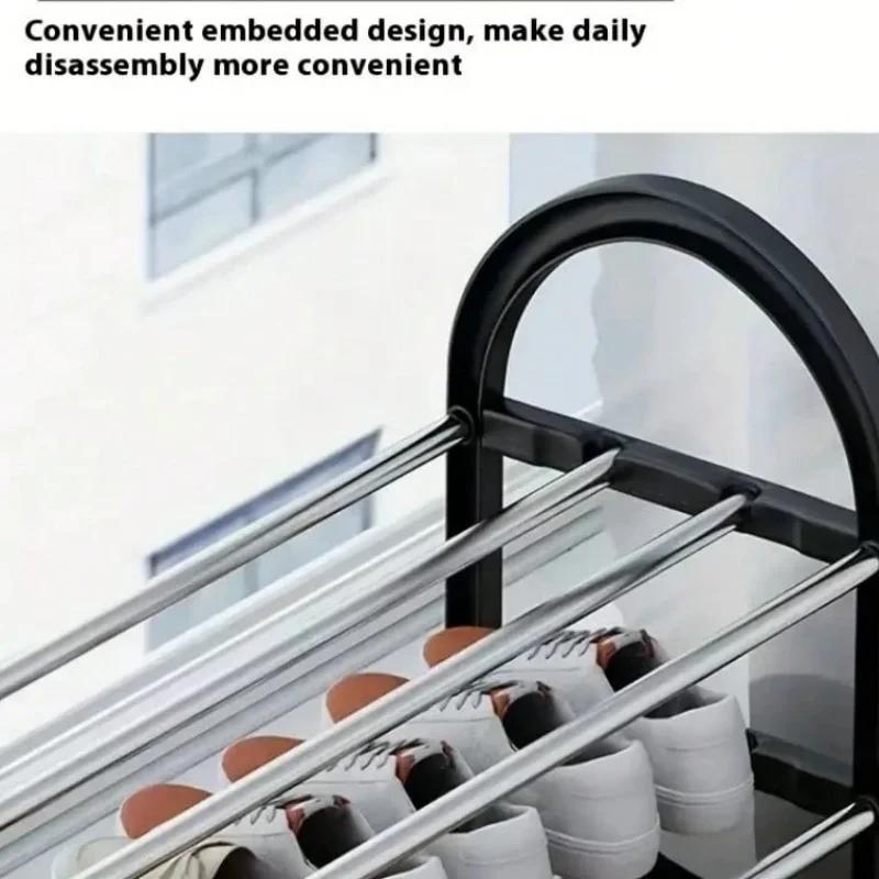4-Tier Simple Shoe Rack Free Standing Metal Shoe Organizer Space Saving Shoes Storage Shelf Easy Assembly Shoe Holder