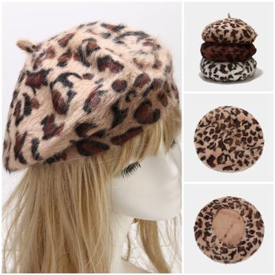 Ретро бере з леопардовим принтом, жіночий осінь-зима, модний плюшевий художній капелюх, жіночий капелюх з гарбуза