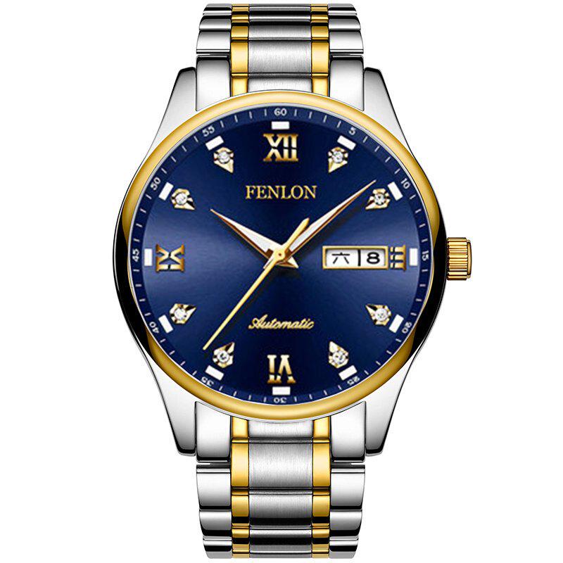 Fashion Stainless Steel Mens Mechanical Business Wrist Watch Top Brand Luxury Skeleton Male Clock